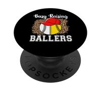 Busy Raising Ballers Softball Baseball Funny Girl mom PopSockets PopGrip Adhesivo