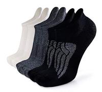 Busy Socks Calcetines de compresión de lana merina, para correr y senderismo, para hombres y mujeres, calcetines suaves y gruesos con lengüeta acolchada, 3/6 pares, 2 pares negro, 2 pares blancos, 2