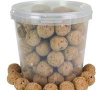 BusyBeaks Bolas de Grasa Premium para Aves Silvestres, Fórmula Mejorada Todo el Año, Mezcla Natural Alta en Energía y Proteínas, Rica en Grasas, Fibra y Humedad (Cubeta de 10L)