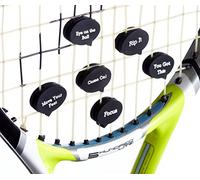 BusyBee Amortiguador de vibraciones en una divertida bolsa con cremallera. El mejor amortiguador de tenis (paquete de 6, negro) más un bono: aplicación móvil exclusiva de prueba de 3 meses
