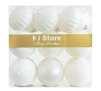 Busybee Blanco Bolas de Navidad de 8cm 18 Piezas para la decoración del árbol de Navidad Adornos de árbol de Navidad