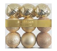Busybee champán Bolas de Navidad de 8cm 18 Piezas para la decoración del árbol de Navidad Adornos de árbol de Navidad