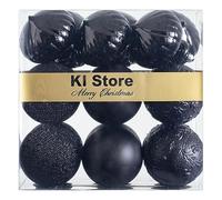 Busybee Negro Bolas de Navidad de 8cm 18 Piezas para la decoración del árbol de Navidad Adornos de árbol de Navidad