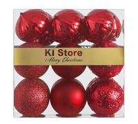 BusyBee Rojo Bolas de Navidad de 8cm 18 Piezas para la decoración del árbol de Navidad Adornos de árbol de Navidad