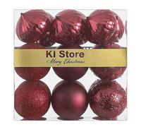 BusyBee Vino Rojo Bolas de Navidad de 8cm 18 Piezas para la decoración del árbol de Navidad Adornos de árbol de Navidad