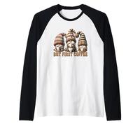 But First Coffee GNOME For Coffee Lover Caffeine Barista Camiseta Manga Raglan