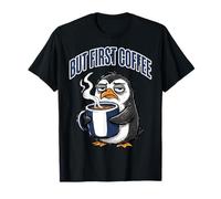 But First Coffee Sleepy Penguin Caffeine Lover Camiseta