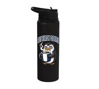 But First Coffee Sleepy Penguin Caffeine Lover Stainless Steel Insulated Water Bottle