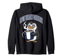 But First Coffee Sleepy Penguin Caffeine Lover Sudadera con Capucha