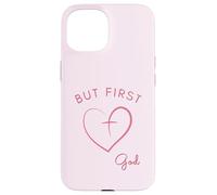 But First God - Diseño Minimalista Rosa Carcasa para iPhone 15
