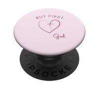 But First God - Diseño Minimalista Rosa PopSockets PopGrip Adhesivo