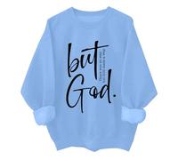 But God - Sudadera y sudadera con capucha vintage Christian God para mujeres y hombres, Azul cielo (tripulación), XL