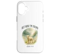 But Now I’m Found Luke 15:10 Watercolor Lamb Christian Carcasa para iPhone 16 Plus