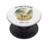 But Now I’m Found Luke 15:10 Watercolor Lamb Christian PopSockets PopGrip Adhesivo