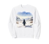 BUT Why? Penguin Wandering Off Mountains Watercolor (White) Sudadera