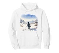 BUT Why? Penguin Wandering Off Mountains Watercolor (White) Sudadera con Capucha