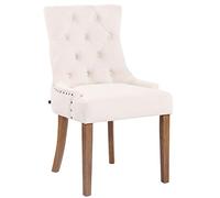 Butaca De Salón Aberdeen Tapizada En Terciopelo I Silla De Comedor con Base De Madera I Sillón En Estilo Escandinavo I Color:, Color:Crema, Color del Marco:Envejecido Claro