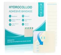 BUTBU 12 Piezas Apósitos Hidrocoloides Grandes, 5 x 5 cm Apósitos Hidrocoloides Autoadhesivos, Apósito Impermeable para Heridas, para Heridas con Exudado Ligero, Ampollas, Acné