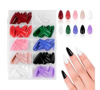 BUTBU 120 Piezas Uñas Postizas Almendras Puntiagudas, 12 Tamaños Uñas Postizas de Color Sólido a Presión, 10 Colores Uñas Artificiales Cobertura Total, para Salones Uñ-as, Manicuras DIY