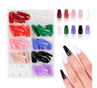 BUTBU 120 Piezas Uñas Postizas Longitud Media T, 12 Tamaños Uñas Postizas de Color Sólido a Presión, 10 Colores Uñas Artificiales Cobertura Total, para Salones Uñ-as, Manicuras DIY
