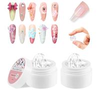 BUTBU 2 Piezas Pegamento de Uñas en Gel Sólido, Pegamento En Gel para Uñas Acrílicas, Pegamento para Uñas Postizas de Larga Duración U V Pegamento, para Uñas Principiantes, 2*15ML