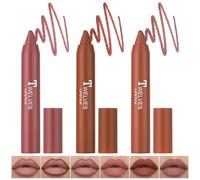 BUTBU 3 Piezas Pintalabios Mate Larga Duracion, Labial Nude Cremoso, Barra de Labios Mate Color Ultrapigmentado, Brillo de Labi-os Resistente al Agua, No-Transfer, Hidratante y Cremoso