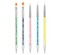 BUTBU 5 Piezas Pinceles para Uñas, Nail Dotting Manicure Tools, Herramientas de Doble Punta de Uñas, Pincel Acrilico Uñas, para Diseño de Uñas en Gel y Manicura Profesional (Multicolor)