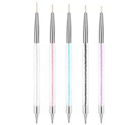BUTBU 5 Piezas Pinceles para Uñas, Nail Dotting Manicure Tools, Herramientas de Doble Punta de Uñas Set, Pinceles Nail Art Liner, para Decoración de DIY Nail Art Designs (Multicolor)