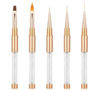 BUTBU 5 Piezas Pinceles para Uñas, Pincel Acrilico Uñas, Pinceles para Uñas de Gel, Nail Dotting Manicure Tools, Herramientas de Doble Punta de Uñas, para Diseño de Uñas en Gel y Manicura Profesional