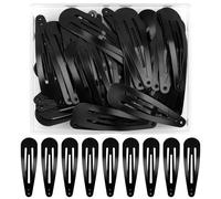 BUTBU 50 PCS Pinzas de Pelo Niña Metal, Negro Pinza de Pelo para Niñas Mujeres, Clips de Pe-lo a Presión Antideslizantes 5cm, Pinz-as Pe-lo, Pernos de Pel-o, para Niñ-as, Bebe, Chicas