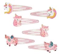 BUTBU 6 Piezas Pinzas Pelo Niña, Pinzas Pelo Unicornio, Accesorios Pe-lo Niña, Simpáticas Horquillas para el Pe-lo de Ni-ña con Dibujos Animados, Pinz-as Pel-o, Ganchos para El Pel-o para Bebés Niñ-as