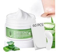BUTBU 60 Piezas Tiras Puntos Negros Nariz, Nariz Blackhead Remover Máscara con Aloe, Blackhead Remover la Nariz, Tiras Nasales de Limpieza con 1 Mascarilla Facial, para Todo Tipo de Piel (30g)