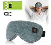 BUTBU Antifaz para Dormir, Mascarilla para Ojos Calentada, Antifaz Ojos Secos Cargador, con Batería 1000mAh, USB, Control de Temperatura, para La Migraña y Mejorar el Sueño, Gris