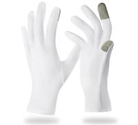 BUTBU Guantes Hidratantes Durante La Noche, 5 Pares Guantes Algodon Dermatologicos, Guantes Algodón para Pantalla Táctil Para Manos Secas Eccema Guantes De Tratamiento De Spa De Manos, Blanco