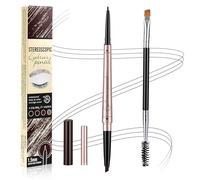 BUTBU Lapiz Cejas 2 en 1, Lápiz De Cejas Automático Dos Puntas, Professional Makeup Láp-iz de Cej-as Perfectas Micro Brow Pencil, Waterproof, con Pincel, Define y Rellena（#1 Marrón Oscuro）