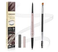 BUTBU Lapiz Cejas 2 en 1, Lápiz De Cejas Automático Dos Puntas, Professional Makeup Láp-iz de Cej-as Perfectas Micro Brow Pencil, Waterproof, con Pincel, Define y Rellena（#4 Caqui）