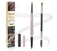 BUTBU Lapiz Cejas 2 en 1, Lápiz De Cejas Automático Dos Puntas, Professional Makeup Láp-iz de Cej-as Perfectas Micro Brow Pencil, Waterproof, con Pincel, Define y Rellena（#3 Negro）