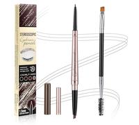 BUTBU Lapiz Cejas 2 en 1, Lápiz De Cejas Automático Dos Puntas, Professional Makeup Láp-iz de Cej-as Perfectas Micro Brow Pencil, Waterproof, con Pincel, Define y Rellena（#2 Marrón Claro）