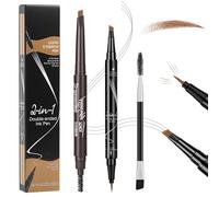 BUTBU Lapiz Cejas Microblading 2 en 1, Lápiz de Cejas 3D Waterproof dos Puntas, con Punta de 4 Tenedores y Delineador, Eyebrow Pencil con pincel, Consigue Efecto 3D Natural (Marrón Claro)