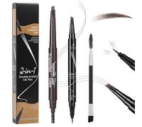 BUTBU Lapiz Cejas Microblading 2 en 1, Lápiz de Cejas 3D Waterproof dos Puntas, con Punta de 4 Tenedores y Delineador, Eyebrow Pencil con pincel, Consigue Efecto 3D Natural (Marrón Oscuro)