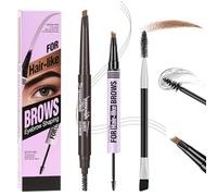 BUTBU Lapiz Cejas Microblading 2 en 1, Lápiz de Cejas 3D Waterproof dos Puntas, Eyebrow Pencil con 4 Tenedores y Cepillo Tinte Para Cejas, con pincel, Consigue Efecto 3D Natural (Marrón Claro)