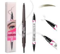 BUTBU Lapiz Cejas Microblading 2 en 1, Lápiz de Cejas 3D Waterproof dos Puntas, Lap-iz Ceas Dos Puntas con 2 Tenedores, Diseño codo de 30°, Eyebrow Pencil Consigue Efecto 3D Natural (Marrón Medio)