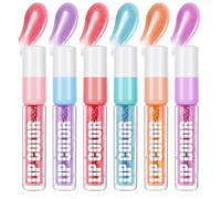 Butbu Lip Oil, 6 Piezas 5ml Aceite de Labios Hidratante, Aceite de Labios con Color, Nutritivo, Acei-te de Labios Tintado para Un Acabado Brillante, Vegano y Libre de Crueldad Animal