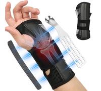 BUTBU Muñequera Tunel Carpiano, Muñequera Tendinitis Muñeca con Férula de Metal, Ferula Tunel Carpiano, para Tún-el Carpia-no, Esguinces y Torceduras, Artritis, 1 Unidad, Negro (S/M, Mano Izquierda)
