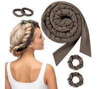 BUTBU Rizador Sin Calor para Cabello,5 PCS Heatless Hair Curler, Rizador Pelo sin Calor, Lazy Curler Set, Seda Diadema para Rizar Pelo Flexible, No Dañará el Cabello para Cabello Largo y Corto（Marrón）