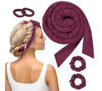 BUTBU Rizador Sin Calor para Cabello, 5 Pcs Heatless Hair Curler, Rizador Pelo sin Calor, Lazy Curler Set, Rizar Pelo Flexible, No Dañará el Cabello, para Cabello Largo y Corto(Borgoña）