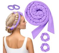 BUTBU Rizador Sin Calor para Cabello, 5 Pcs Heatless Hair Curler, Rizador Pelo sin Calor, Lazy Curler Set, Rizar Pelo Flexible, No Dañará el Cabello, para Cabello Largo y Corto（Morado Claro）