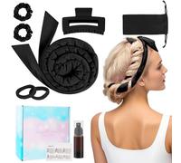 BUTBU Rizador Sin Calor para Cabello,7 PCS Heatless Hair Curler, Rizador Pelo sin Calor, Lazy Curler Set, Seda Diadema para Rizar Pelo Flexible, No Dañará el Cabello para Cabello Largo y Corto（Negro）