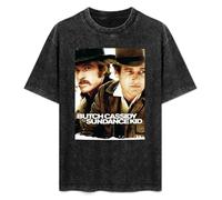 Butch Cassidy & The Sundance Kid Newman Redfordt T-Shirt Graphic tee Printed Top Mens Black Shirt S