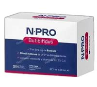 BUTIBIFIDUS, Suplemento con Butirato y Bifidobacterias, Vitaminas B2, B3, C, E, 60 Cápsulas